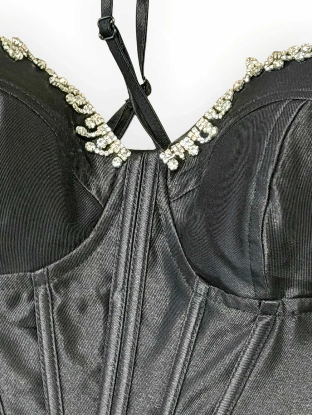 LULUS Ravishing Dream Black Taffeta Rhinestone Mini Dress Cocktail Party Event S